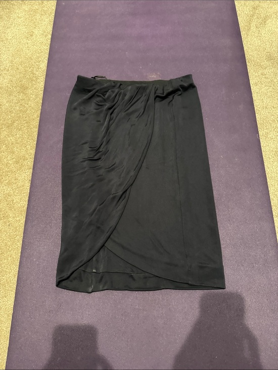 Babaton Dresses & Skirts - Babaton Black Draped Wrap-Front Midi Skirt